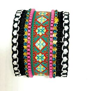 Embroidered Colorful Bohemian cuff Bracelet